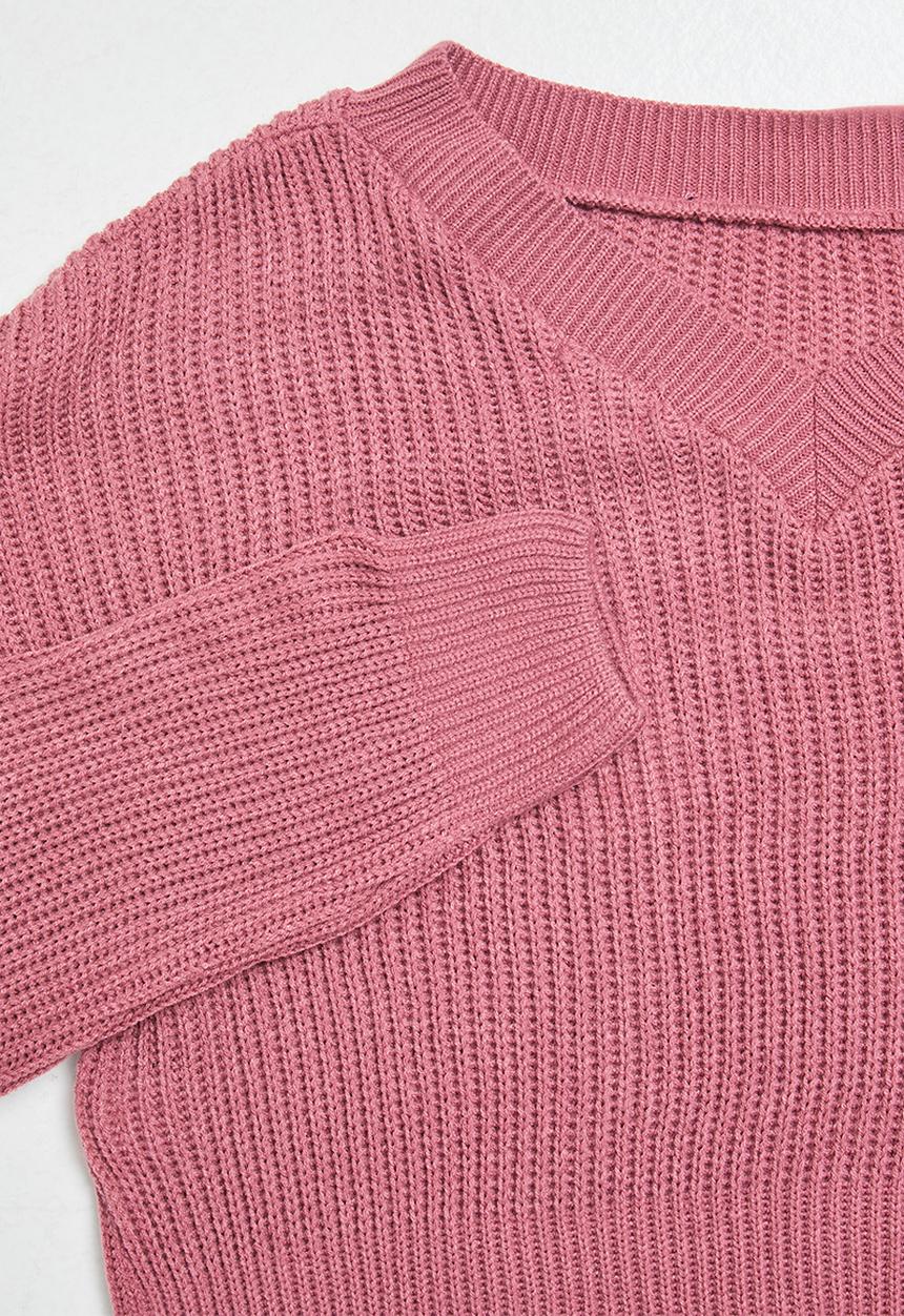 edit - Lofty rib slashneck jumper - pink
