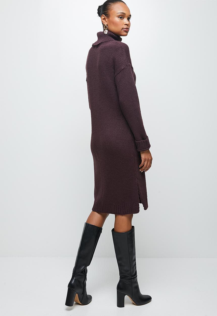edit - Rolled neck slit midi - purple