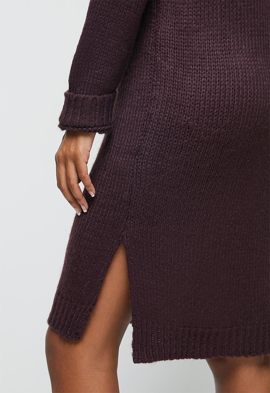 edit - Rolled neck slit midi - purple