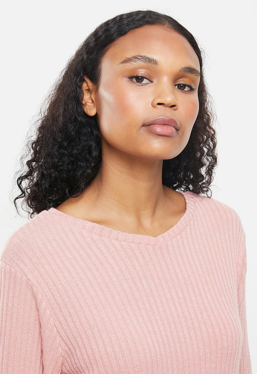 Superbalist - Soft touch rib sleep top & pants set - pink