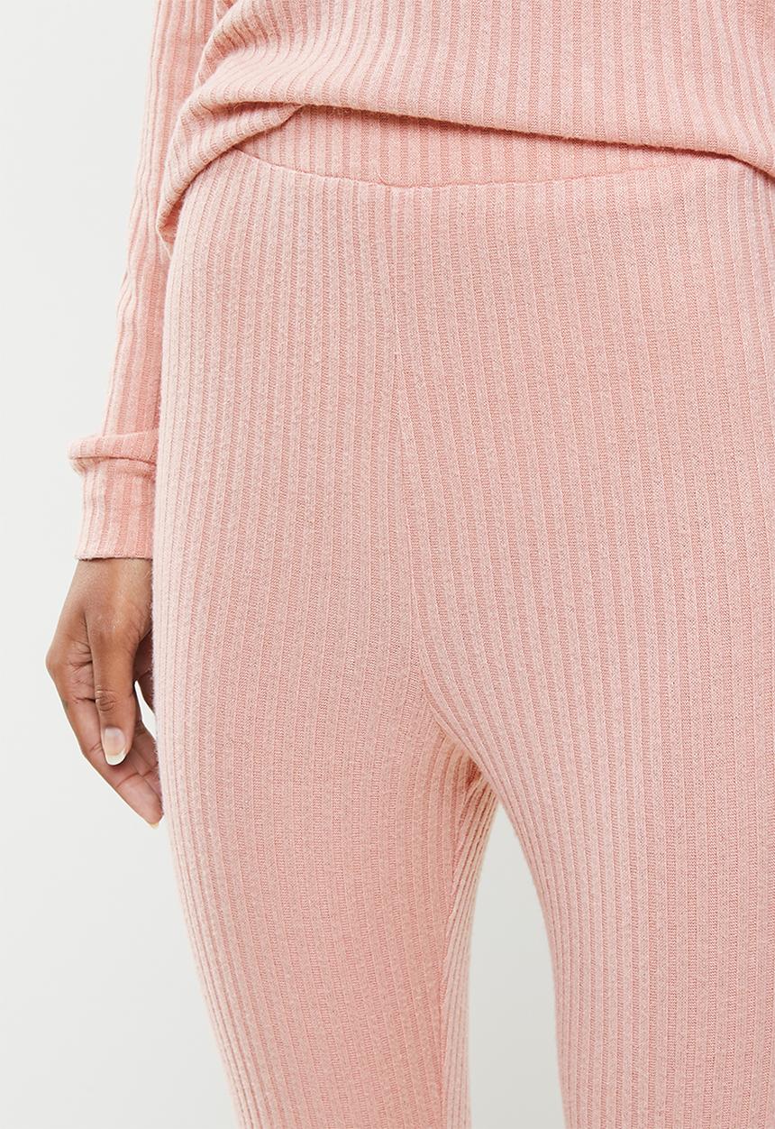 Superbalist - Soft touch rib sleep top & pants set - pink