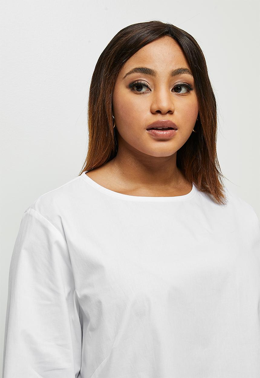 edit Plus - Tiered balloon sleeve blouse - white