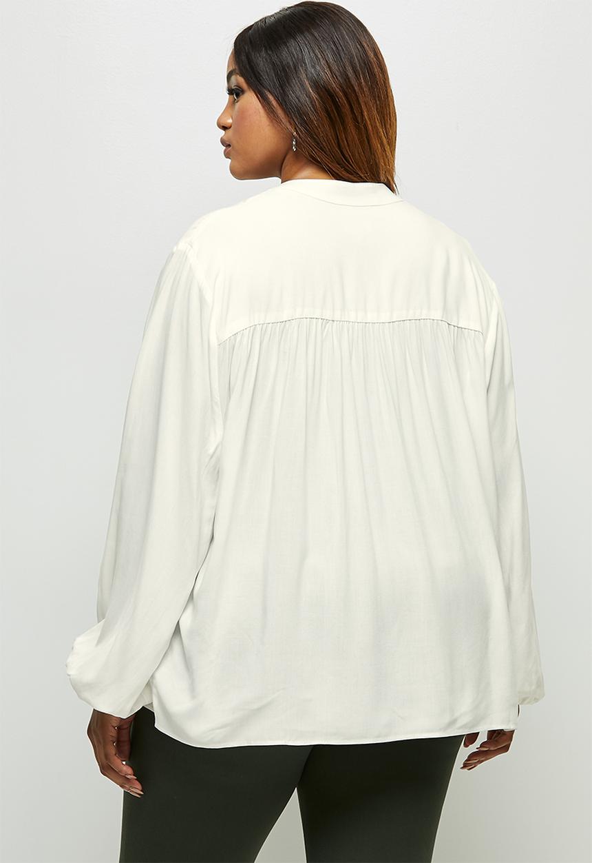 edit Plus - Soft ruffle detail blouse - white