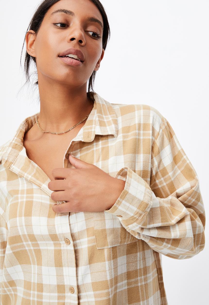 Cotton On - Boyfriend shirt - caramel brown