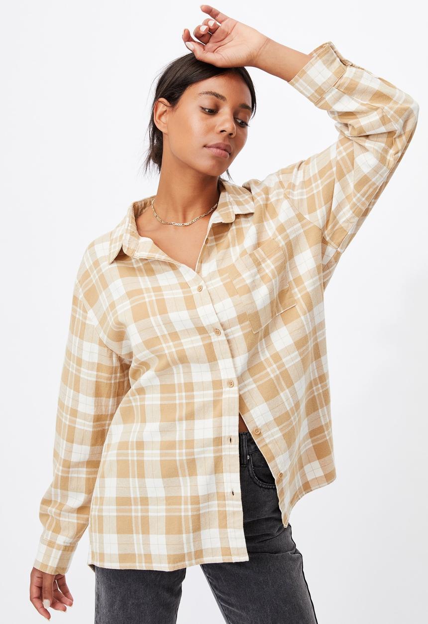 Cotton On - Boyfriend shirt - caramel brown