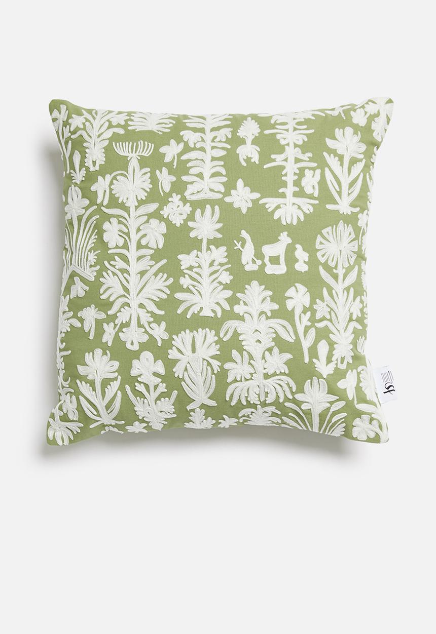 Sixth Floor - Entwine cushion cover - green & natural