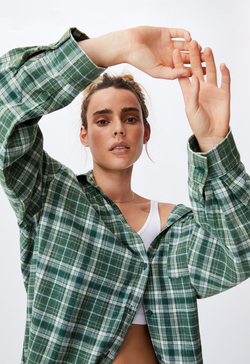 Cotton On - Boyfriend shirt - green
