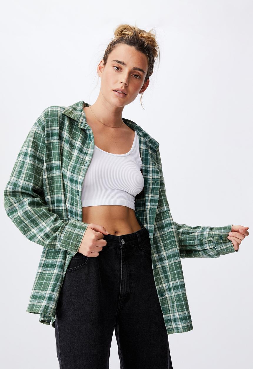 Cotton On - Boyfriend shirt - green