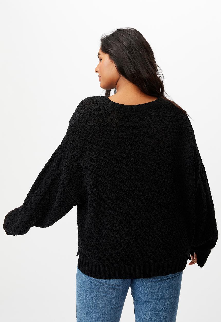 Cotton On - Curve chenille pullover - black