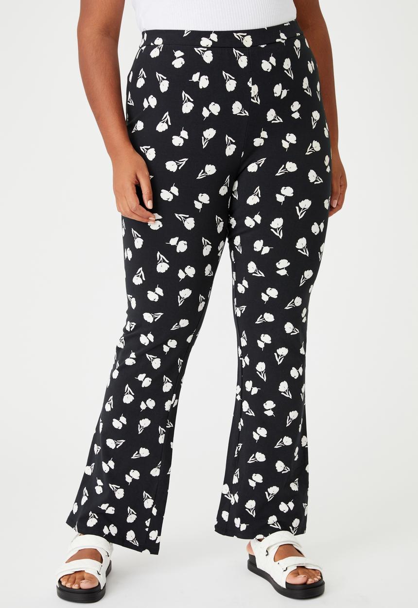 Cotton On - Curve jersey flare pant - black 