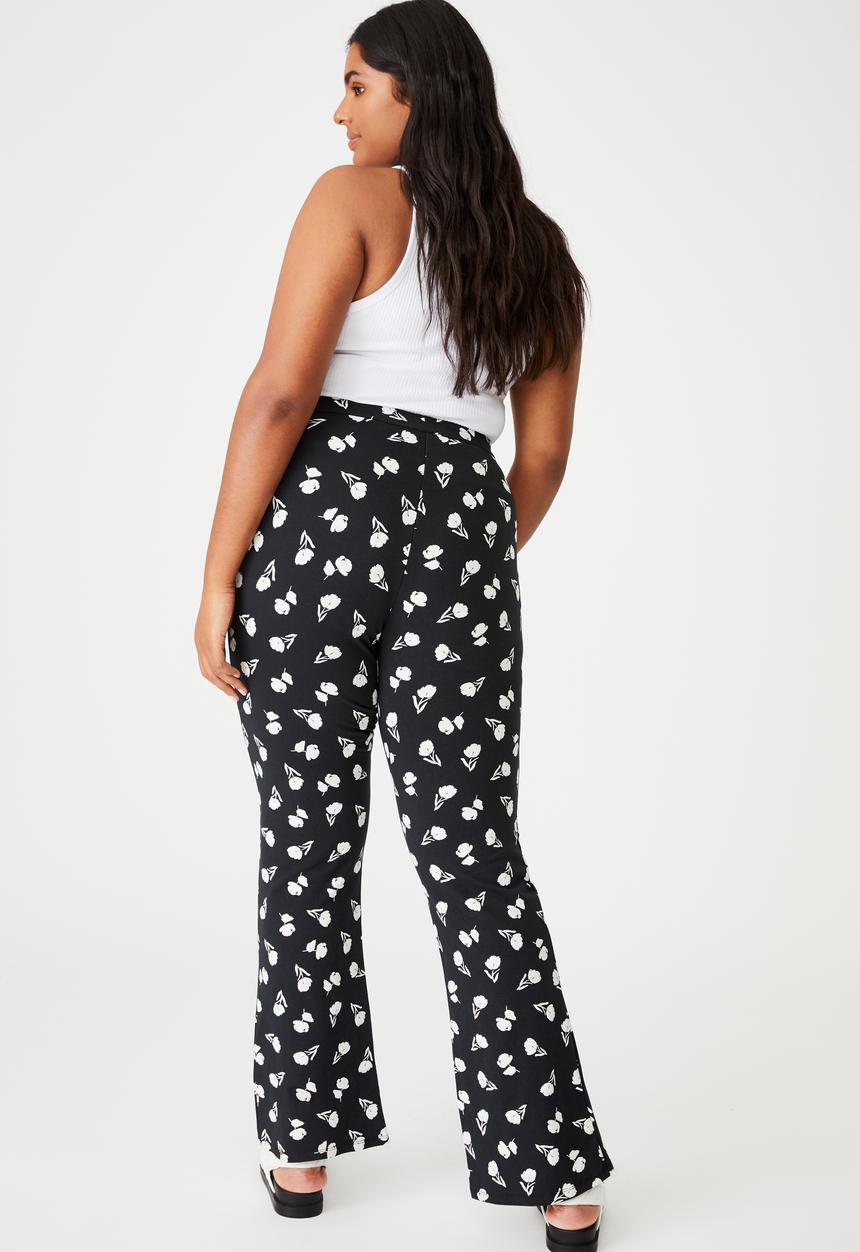 Cotton On - Curve jersey flare pant - black 