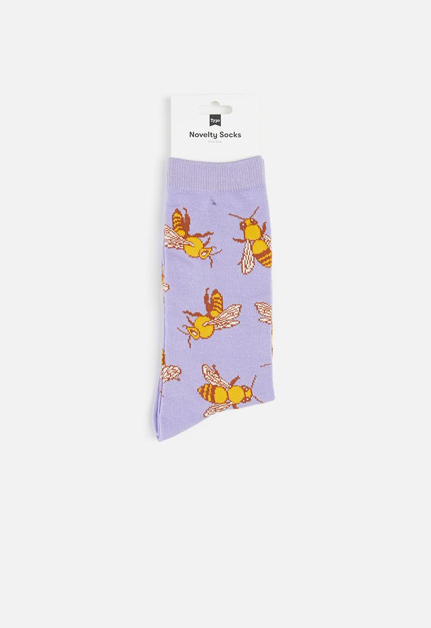 Typo - Womens novelty socks - purple bees