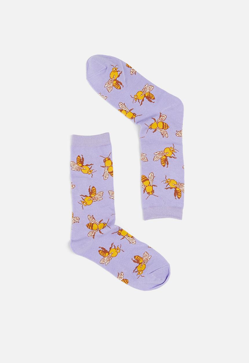 Typo - Womens novelty socks - purple bees