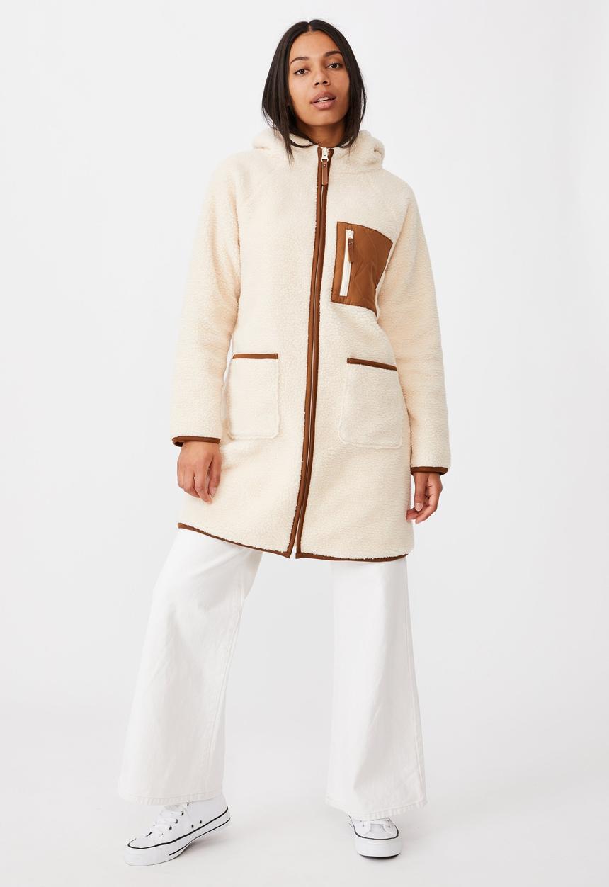 Cotton On - Into the trees longline coat - cream