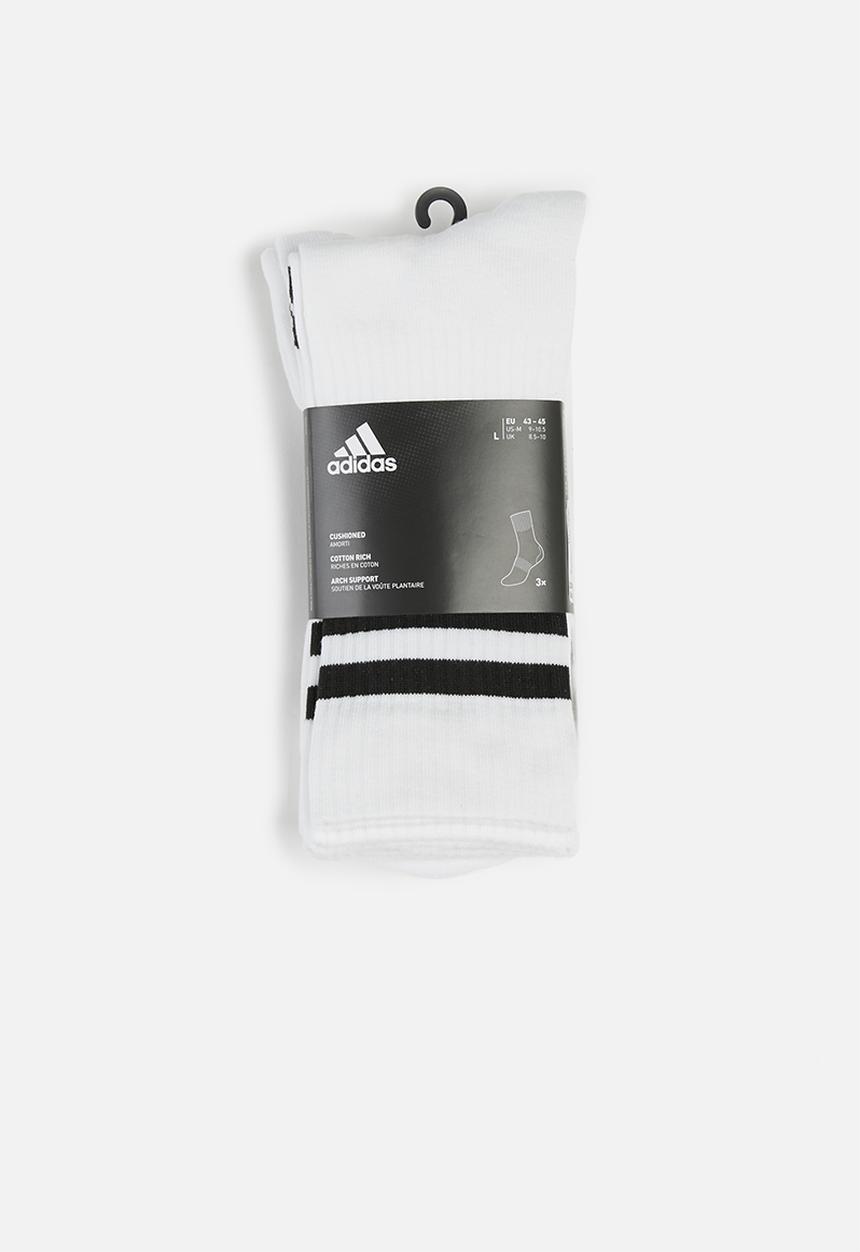 adidas Performance - 3S 3 pack crew socks - white