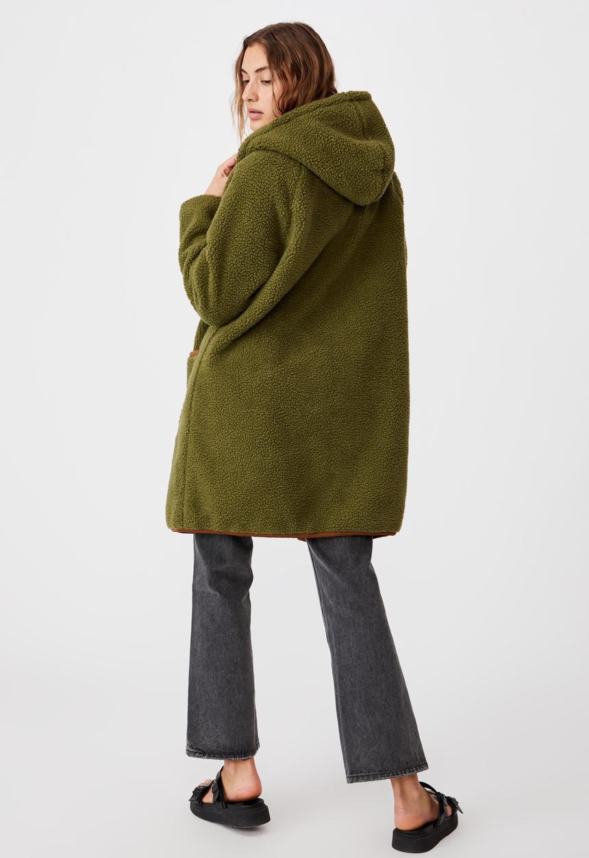 Cotton On - Into the trees longline coat - khaki