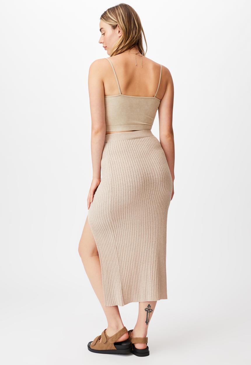 Cotton On - Match me knit midi skirt - silverstone