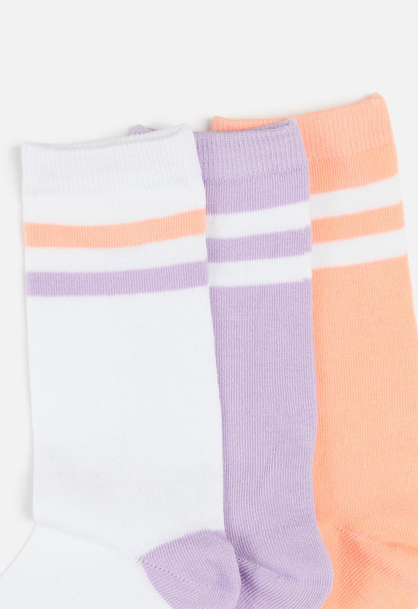 Brave Soul - 3 pack Stripe socks - peach/lilac/white