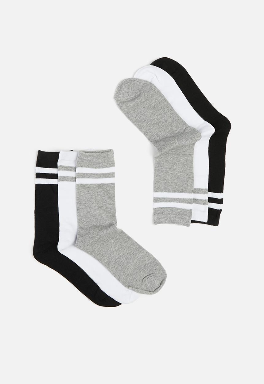 Brave Soul - 3 pack Stripe socks - black/grey/white