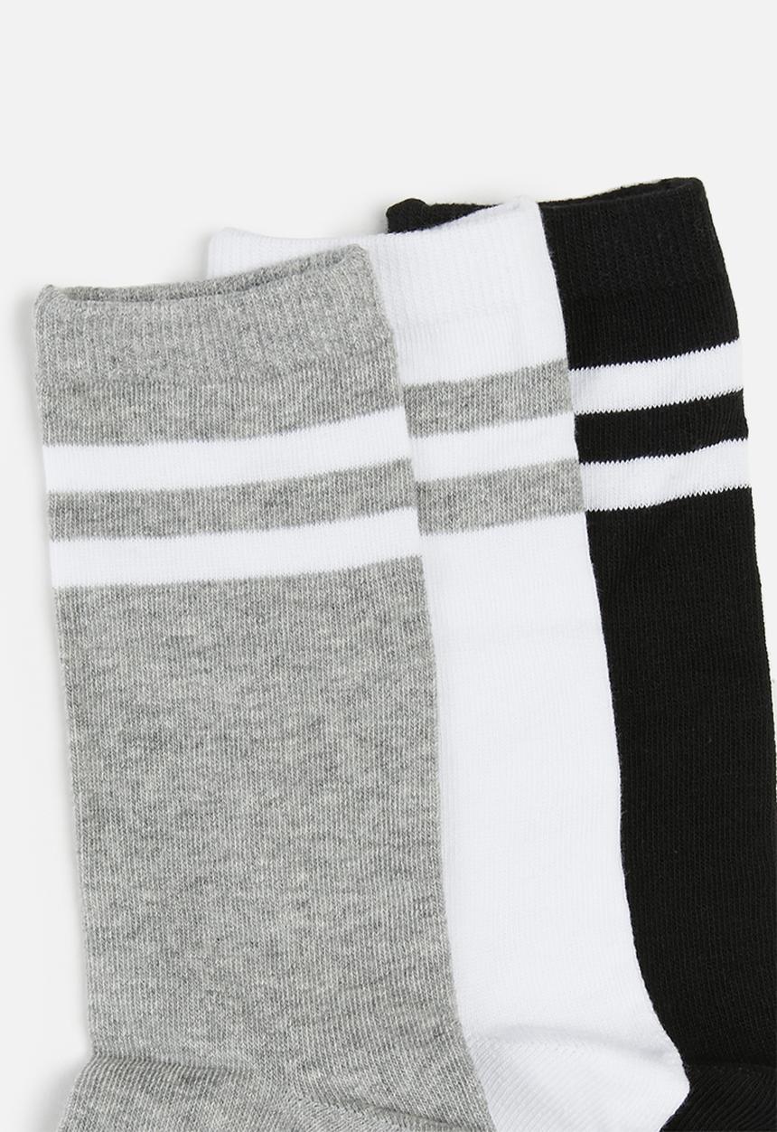 Brave Soul - 3 pack Stripe socks - black/grey/white