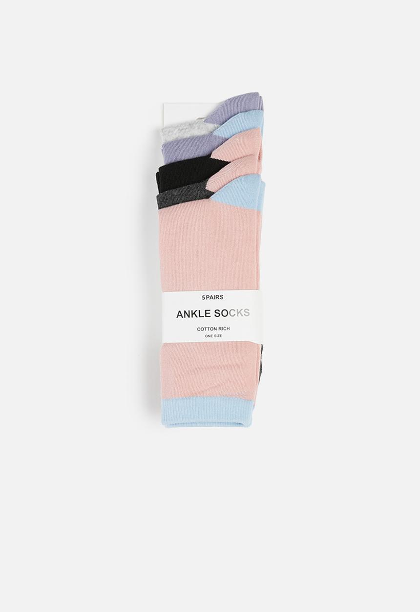 Brave Soul - 5 pack Taliac socks - lt grey/purple/black/dk grey/pink