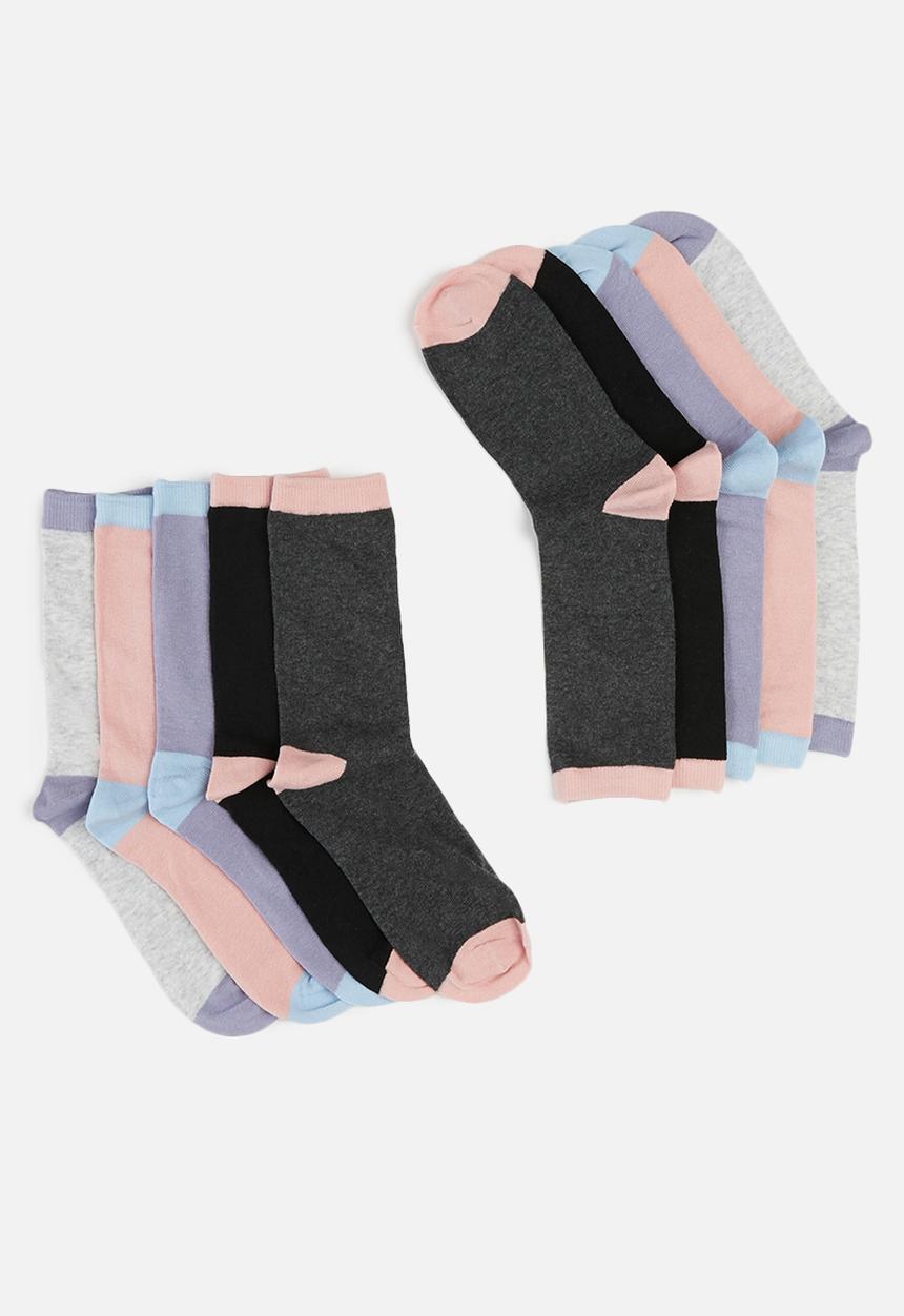 Brave Soul - 5 pack Taliac socks - lt grey/purple/black/dk grey/pink