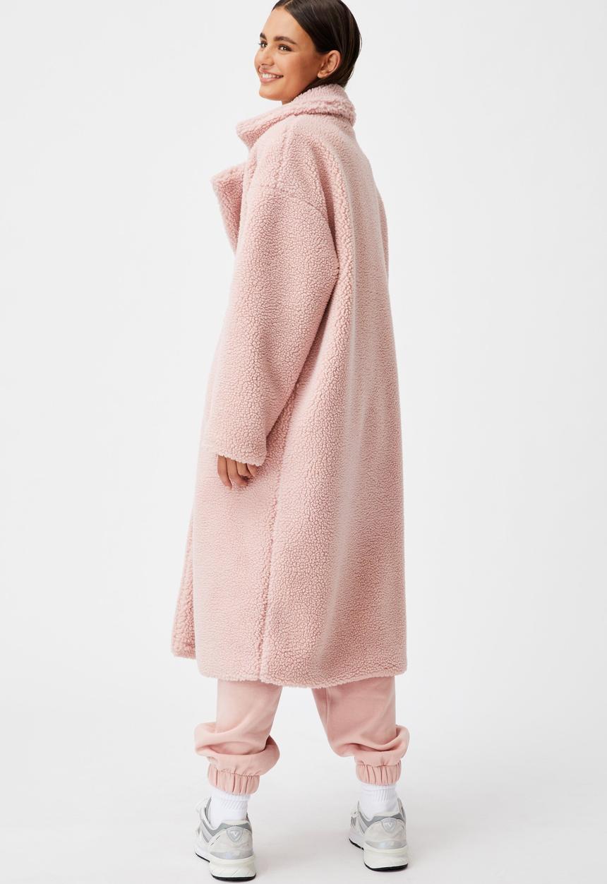 Factorie - Longline teddy jacket - silver pink