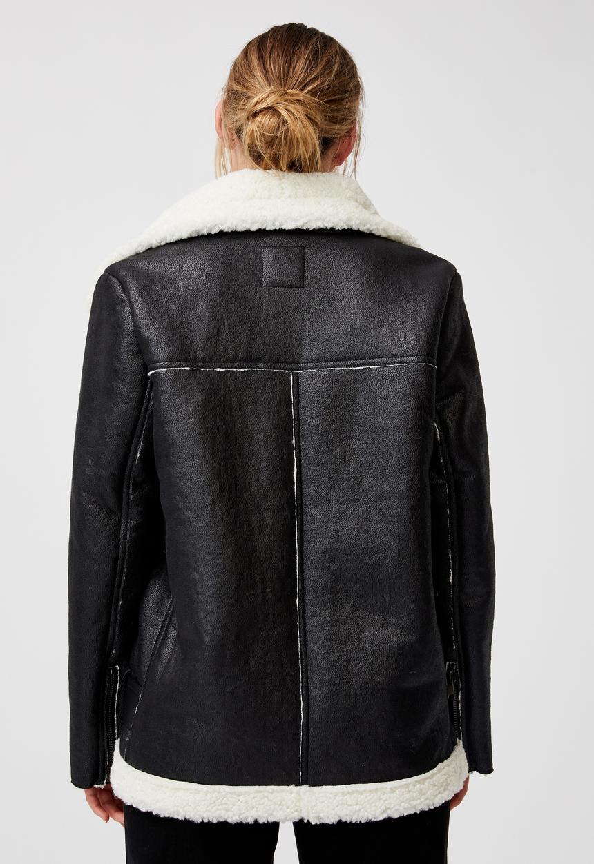Cotton On - Shearling aviator - black & cream