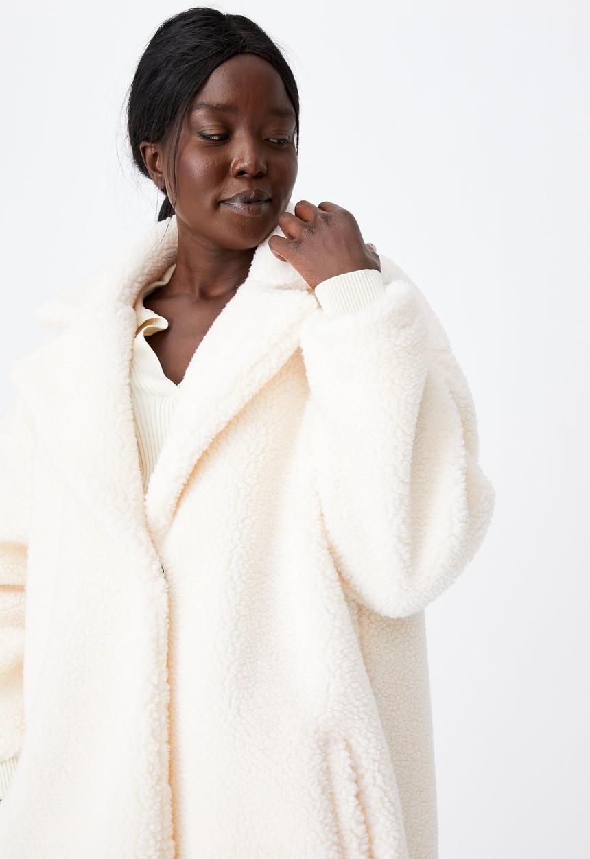 Factorie - Longline teddy jacket - ivory