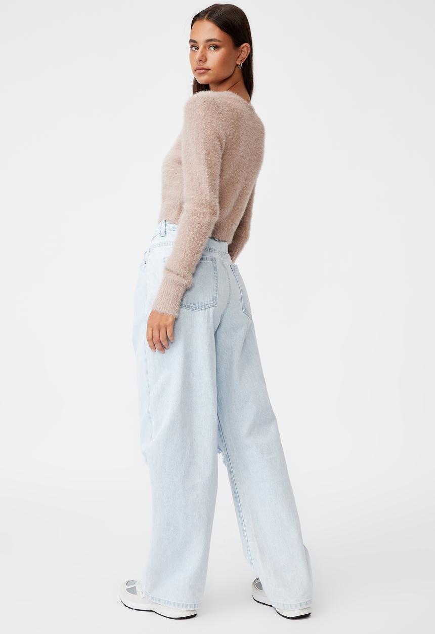 Factorie - Fluffy knit slim fit cardi - dirty blush