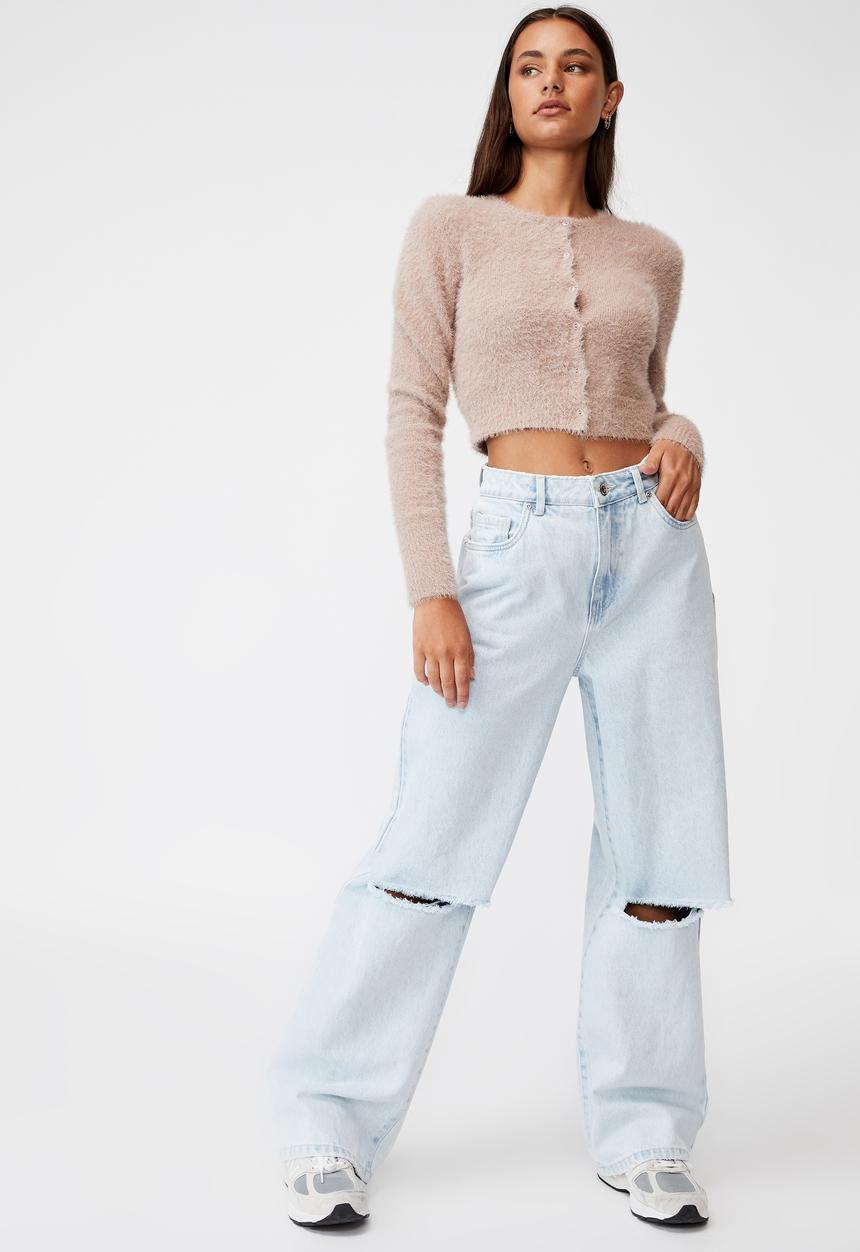 Factorie - Fluffy knit slim fit cardi - dirty blush