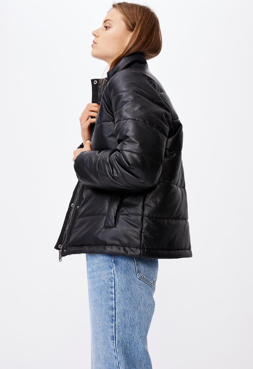 Cotton On - Vegan leather puffer jacket - black