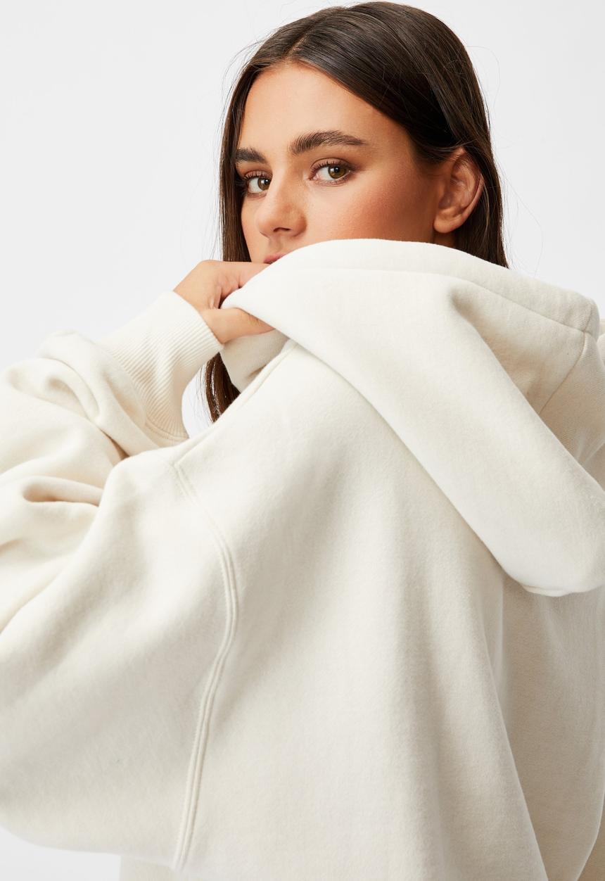 Factorie - Athluxe slouchy cropped hoodie - ivory