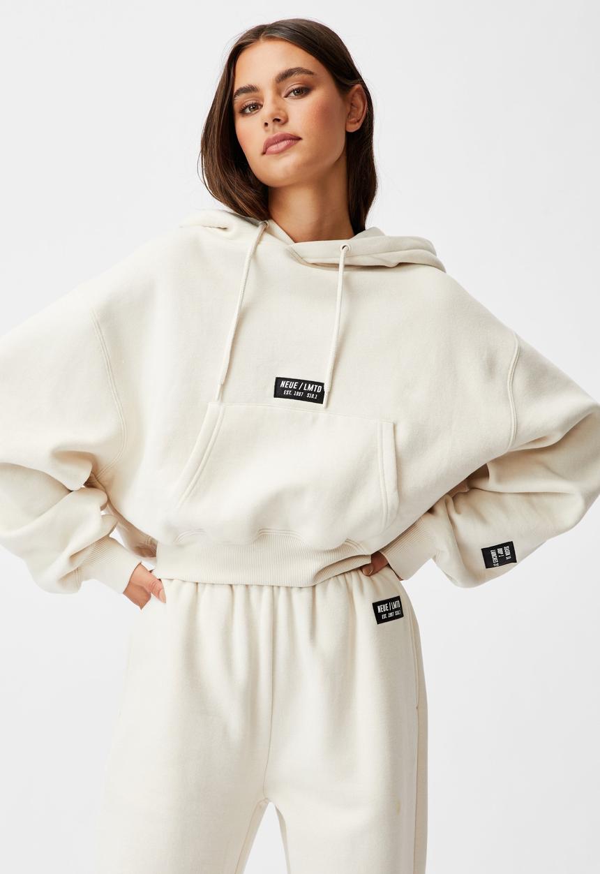 Factorie - Athluxe slouchy cropped hoodie - ivory