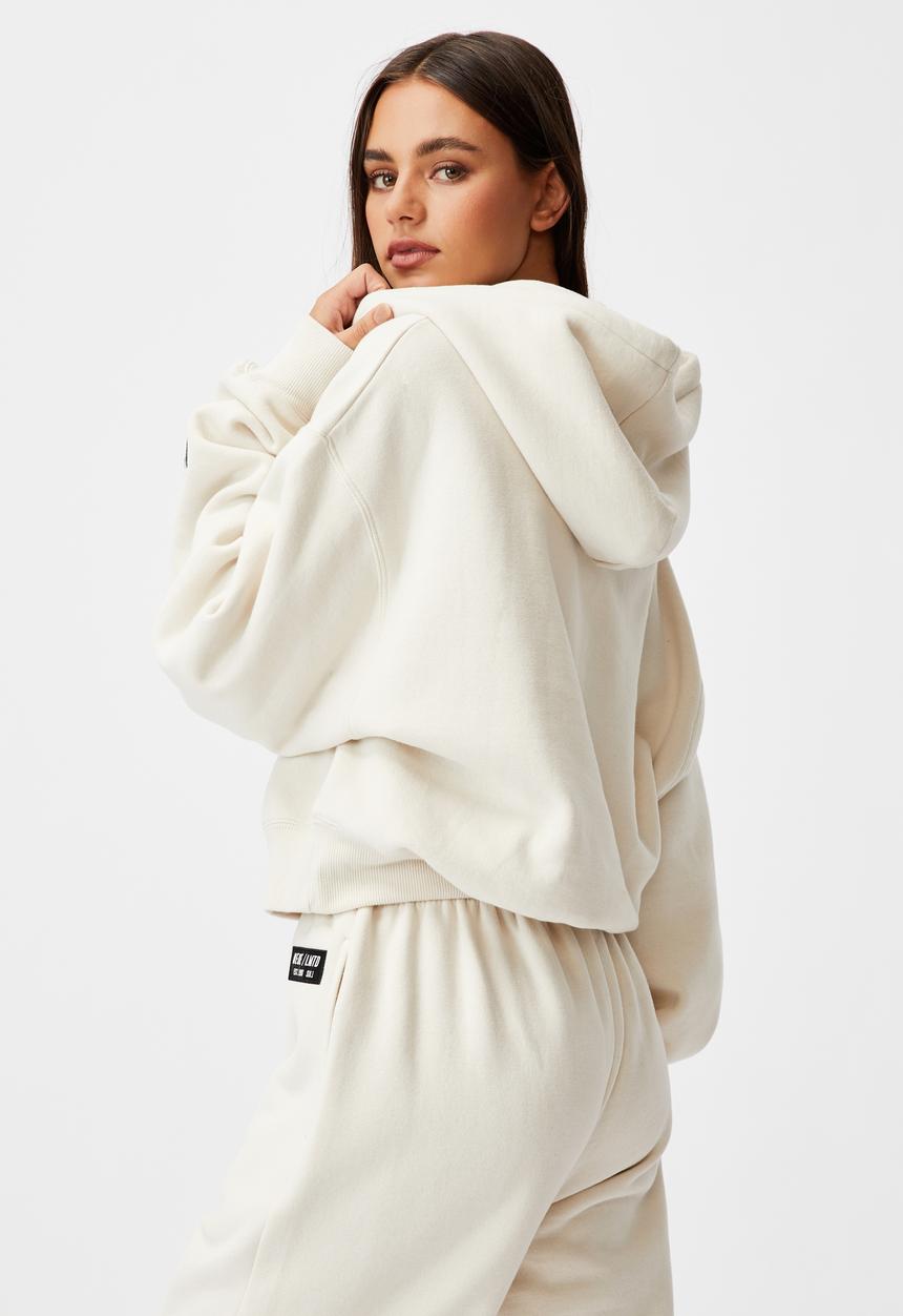 Factorie - Athluxe slouchy cropped hoodie - ivory
