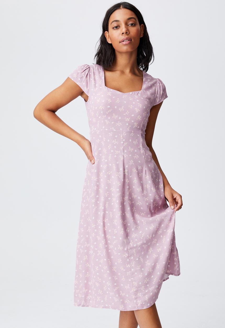 Cotton On - Woven cleo tie back midi dress - mauve