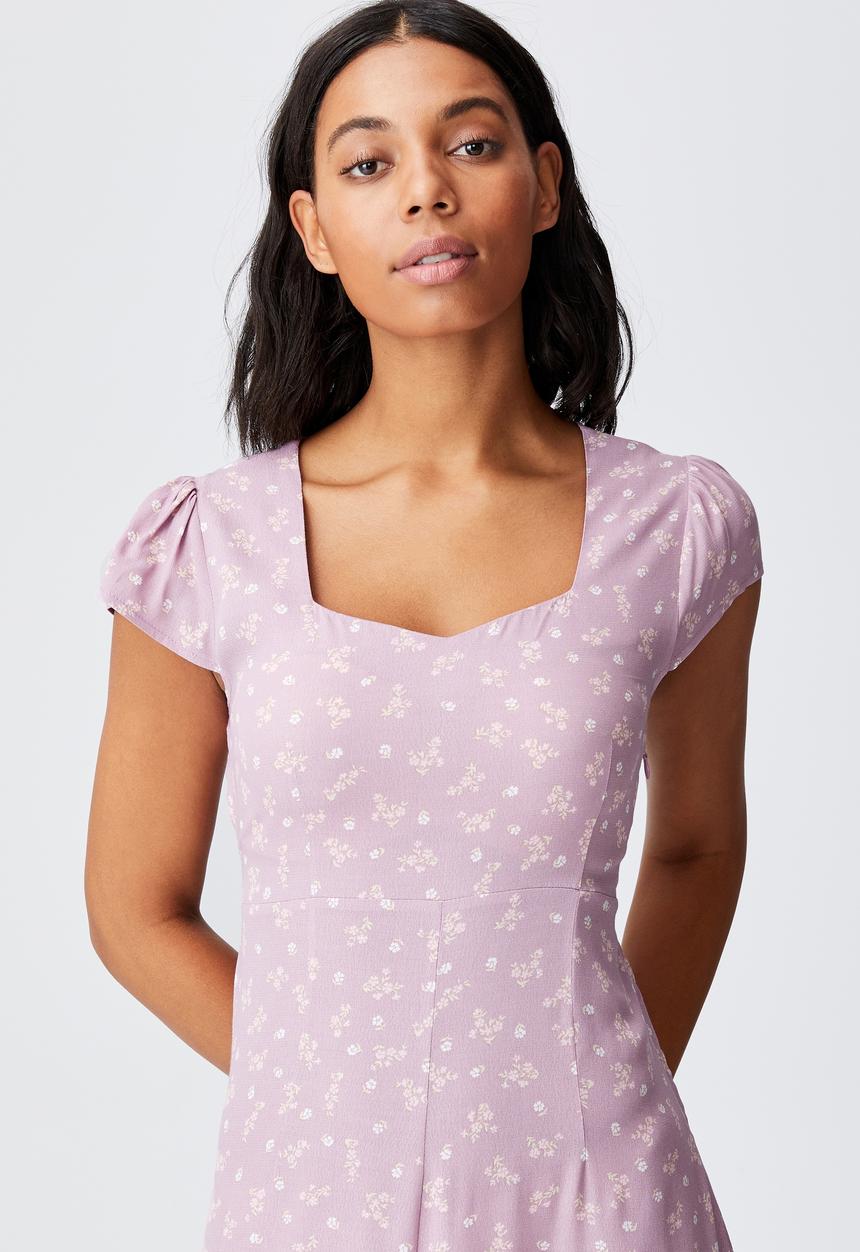 Cotton On - Woven cleo tie back midi dress - mauve