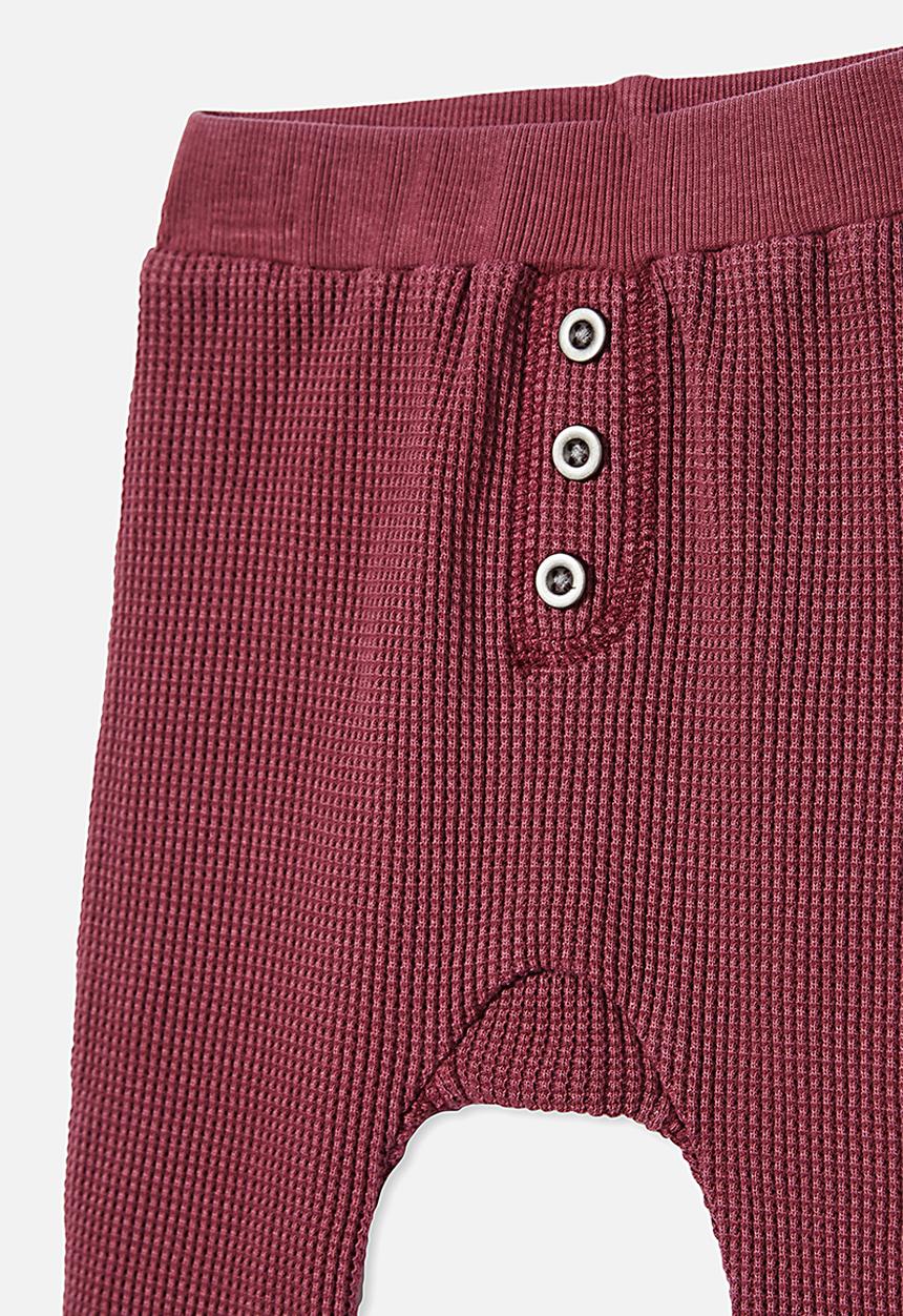 Cotton On - The waffle pant - faded burgundy