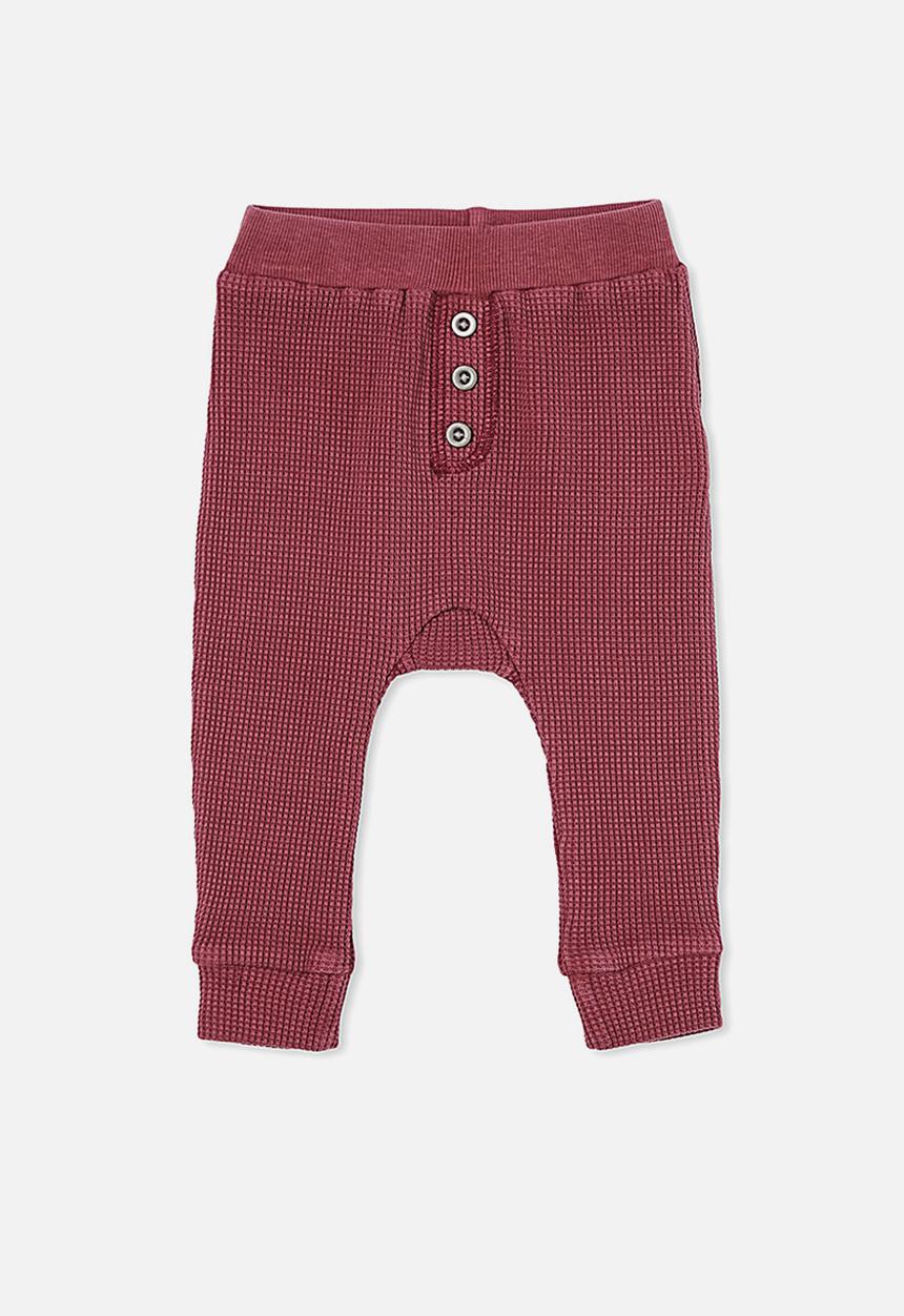 Cotton On - The waffle pant - faded burgundy