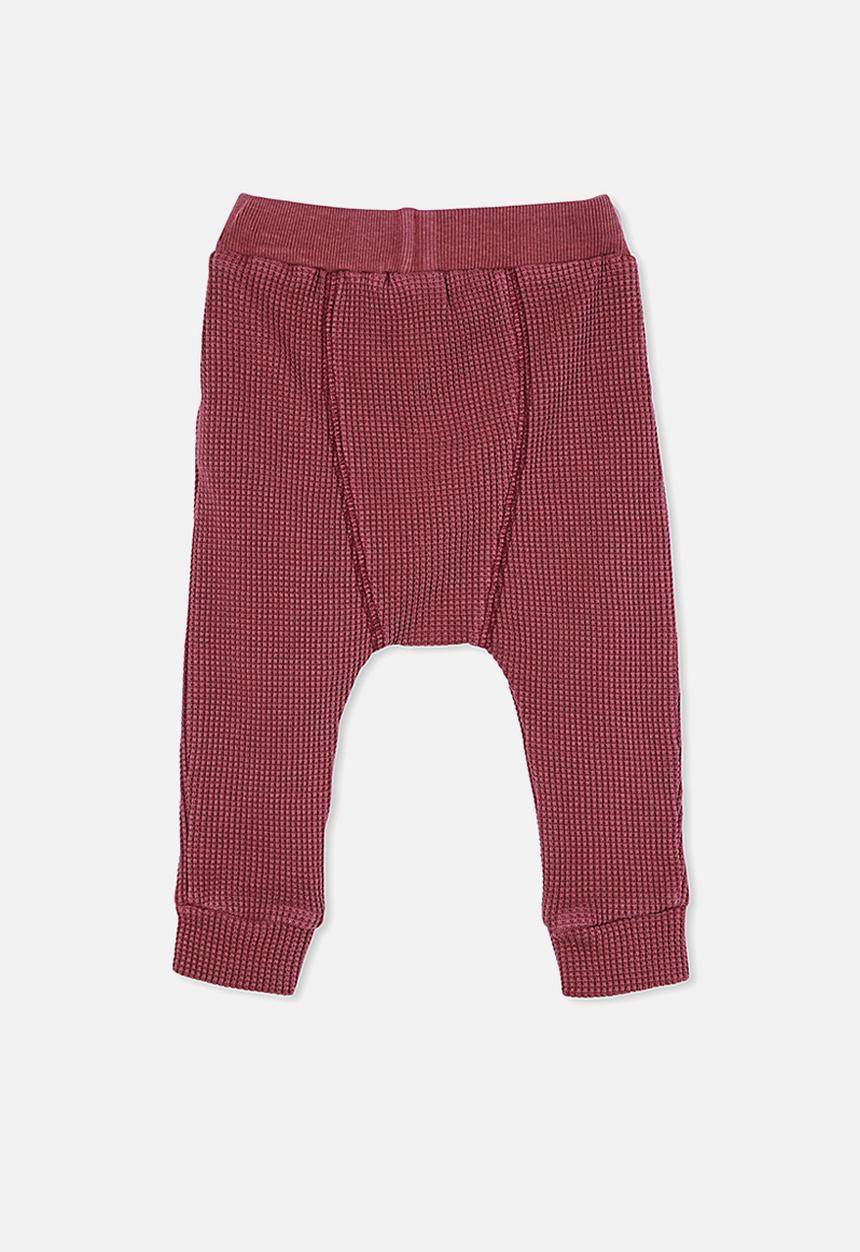 Cotton On - The waffle pant - faded burgundy