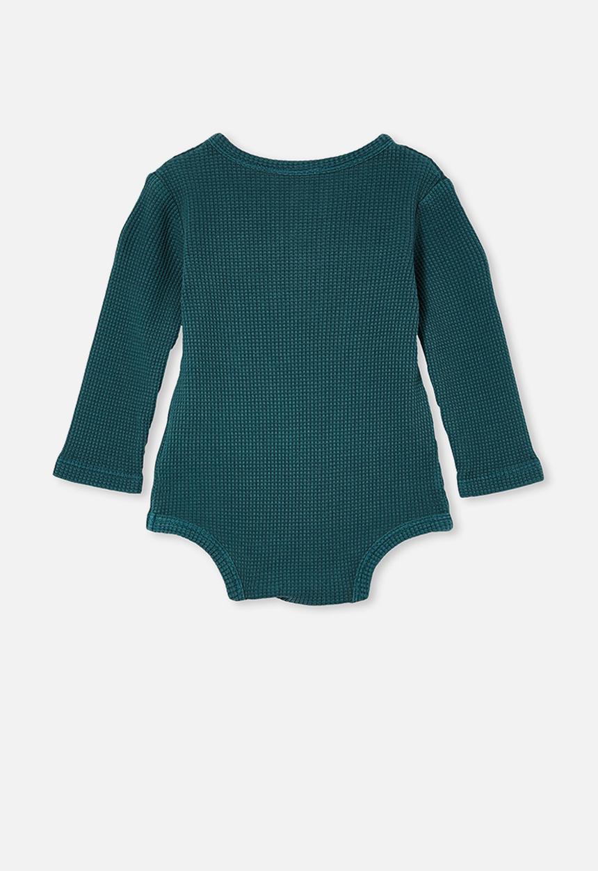 Cotton On - The long sleeve waffle bubbysuit - petrol teal