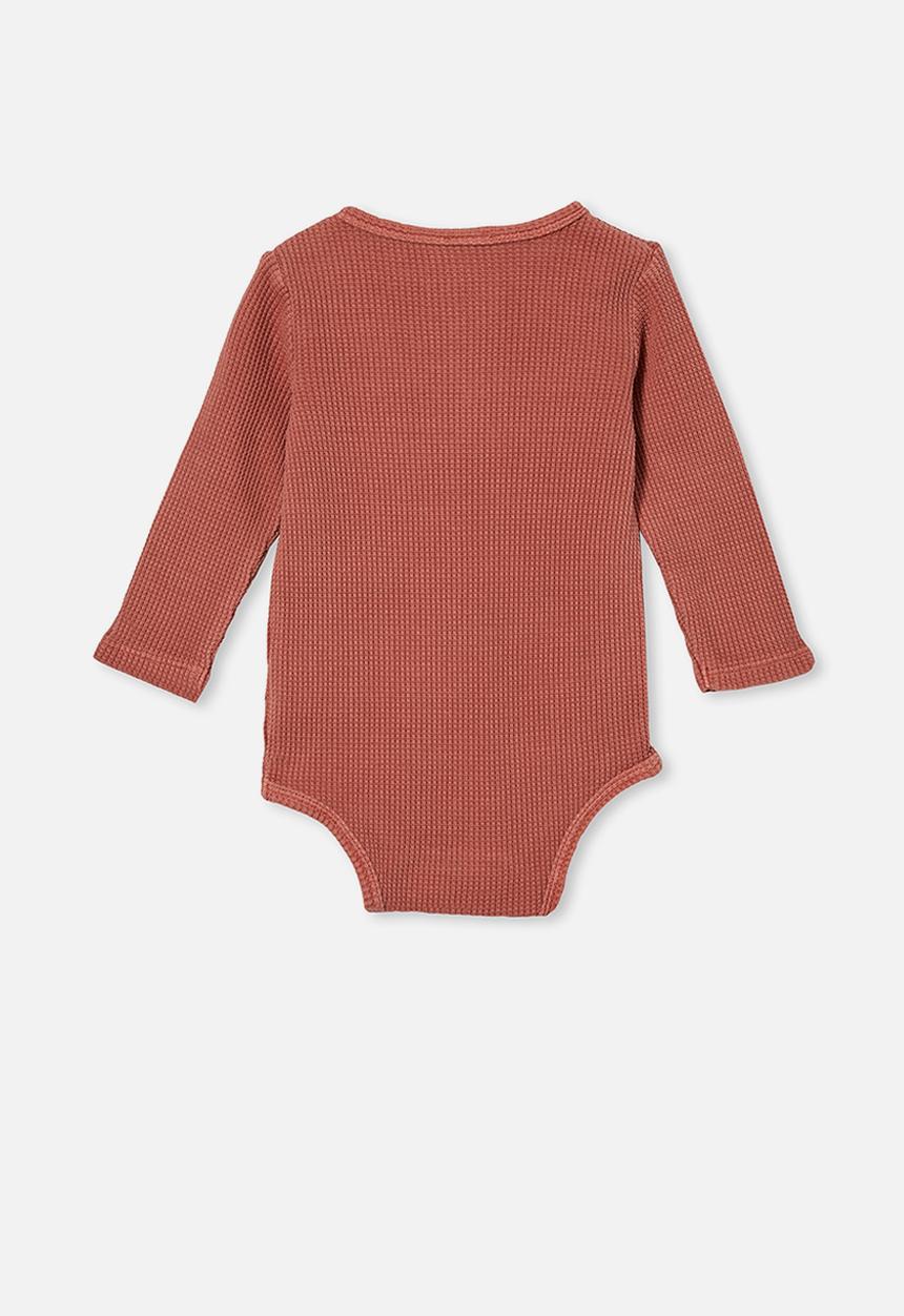 Cotton On - The long sleeve waffle bubbysuit - chutney