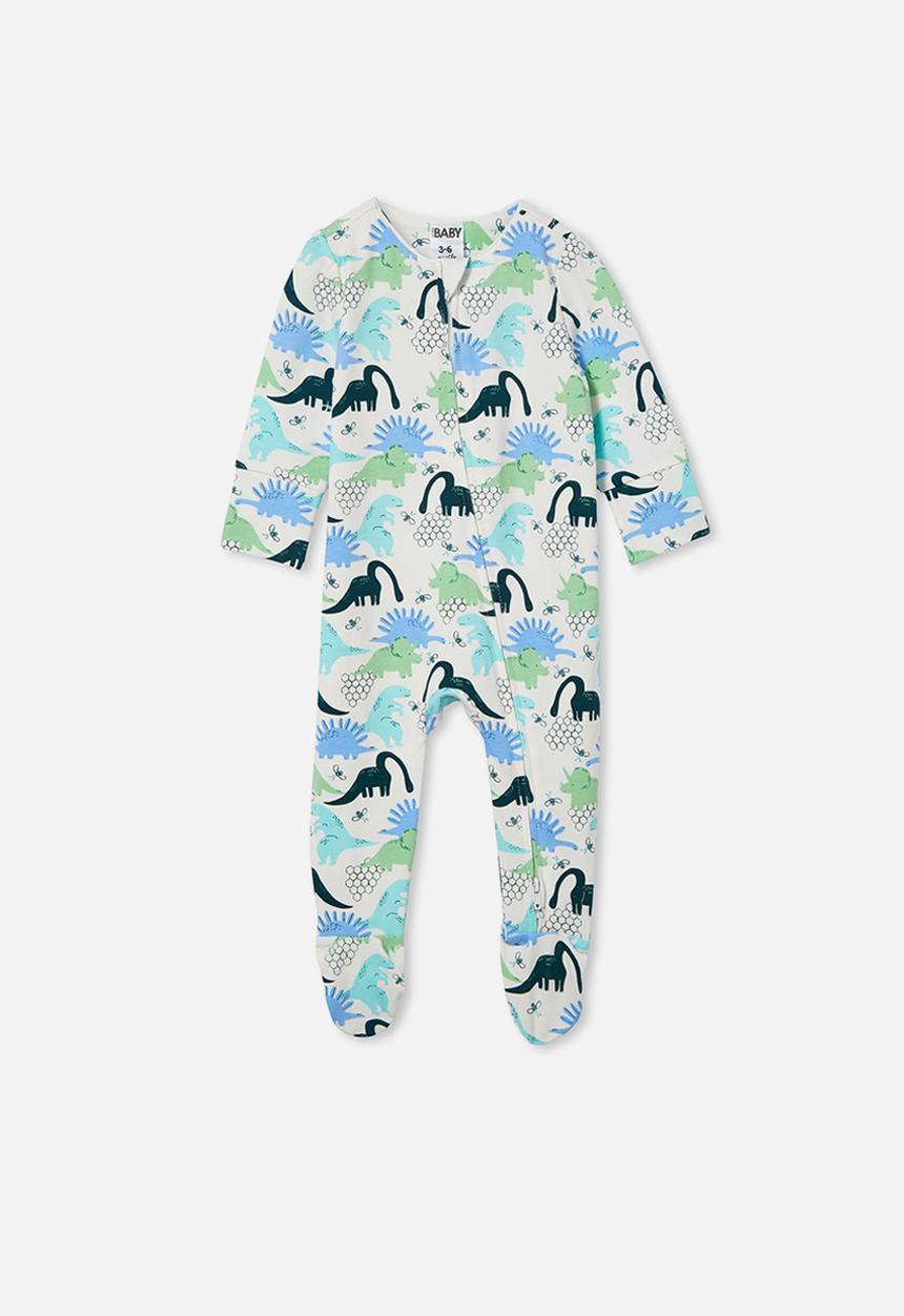 Cotton On - The long sleeve zip romper - vanilla & petrol teal