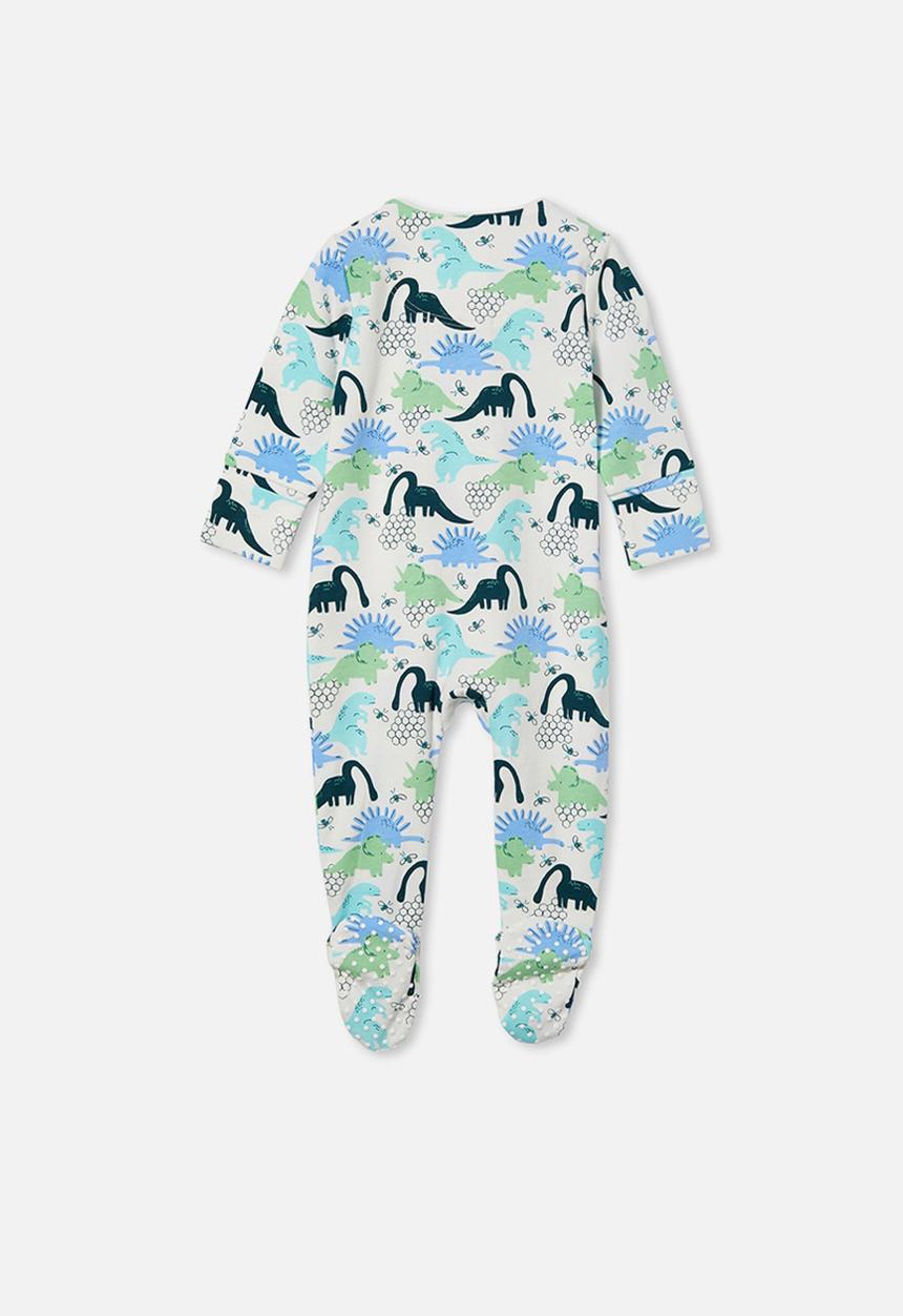 Cotton On - The long sleeve zip romper - vanilla & petrol teal