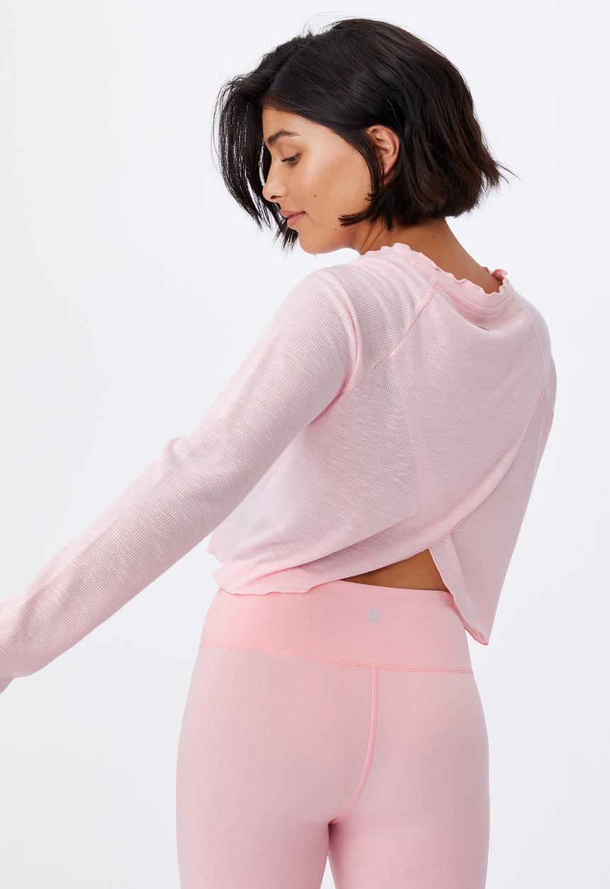 Cotton On - Raglan cross back long sleeve top - pink sherbet