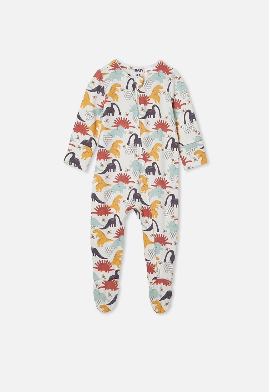 Cotton On - The long sleeve zip romper - vanilla & rabbit grey