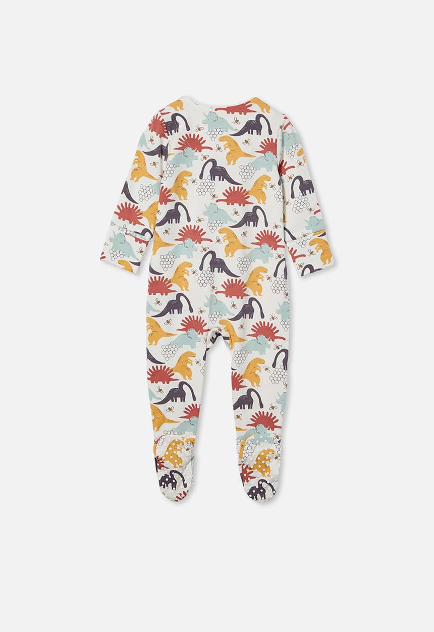 Cotton On - The long sleeve zip romper - vanilla & rabbit grey