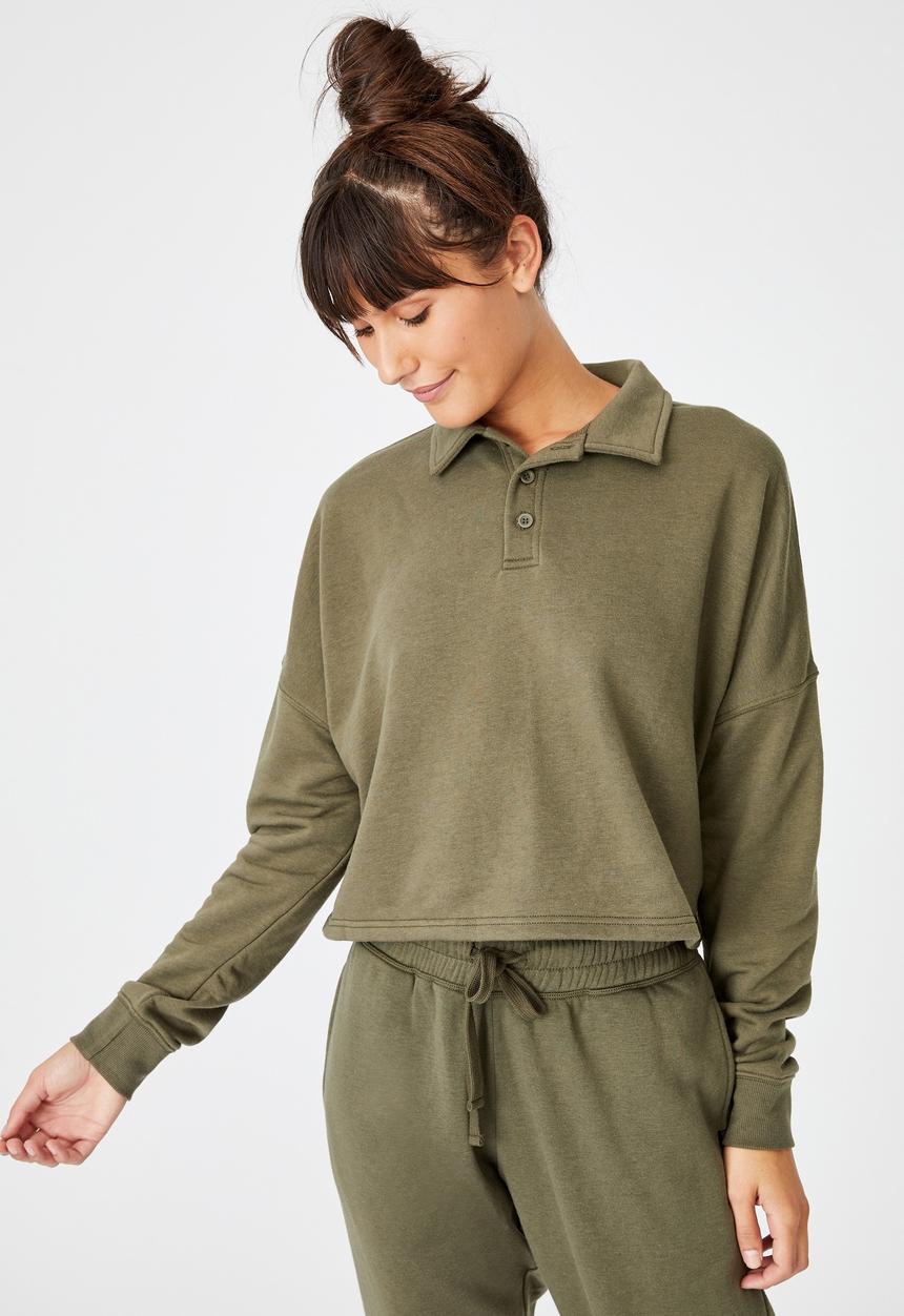 Cotton On - Lifestyle polo fleece top - deep moss