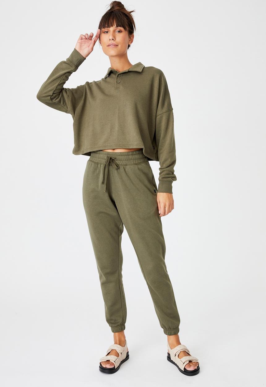 Cotton On - Lifestyle polo fleece top - deep moss