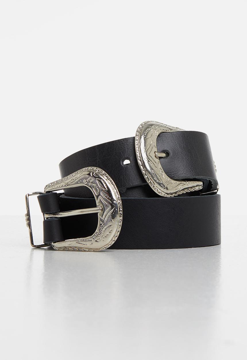 Superbalist - Wyomi double buckle belt - black